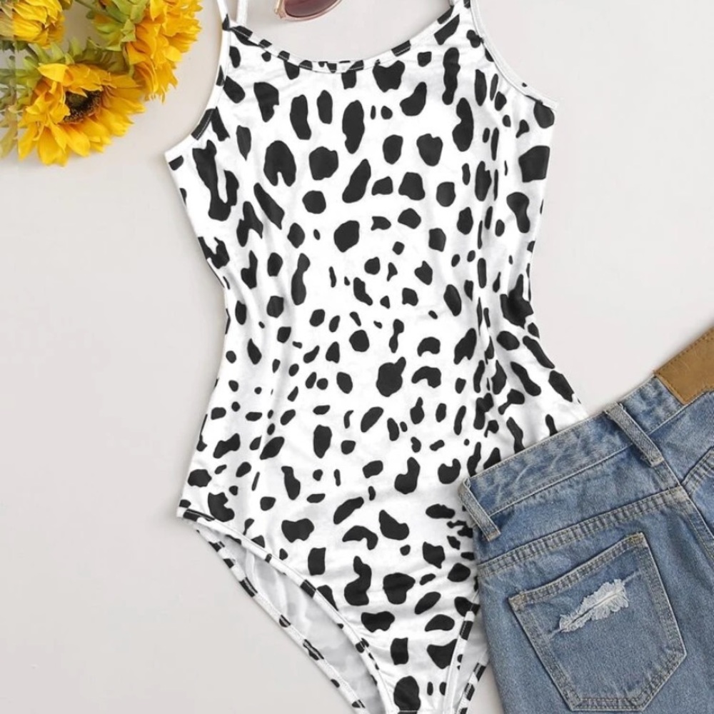SHEIN Cow Print Cami Bodysuit